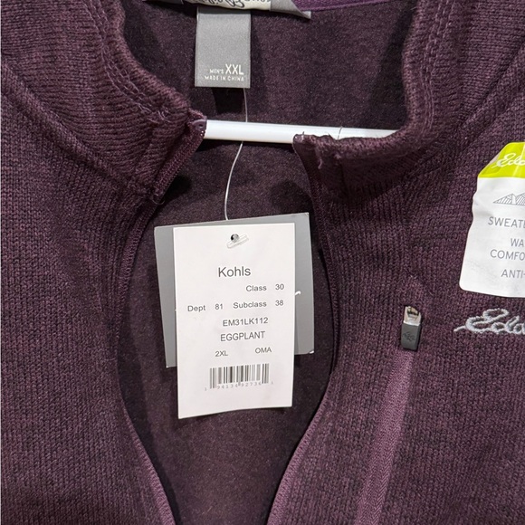 Eddie Bauer Men's Radiator Fleece 1/4-Zip Pullover in a plum. XXL NWT - Picture 2 of 4